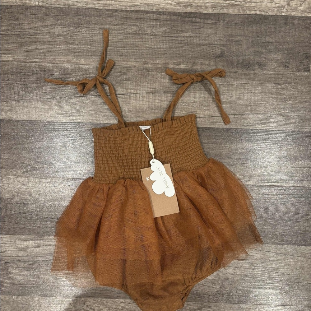 Brown Tulle Baby Romper